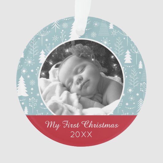 休日の写真 | ライトブルーホリデーフォレスト オーナメント (正面)