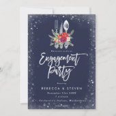 休日の冬のフローラ婚約パーティ招待 招待状 (正面)