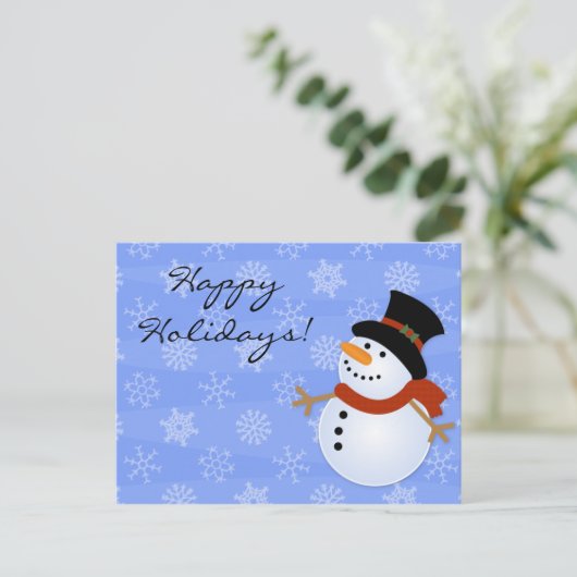 休日の冬の雪だるまのクリスマスの郵便はがき シーズンポストカード (スタンド正面)
