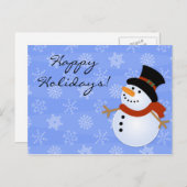 休日の冬の雪だるまのクリスマスの郵便はがき シーズンポストカード (正面/裏面)