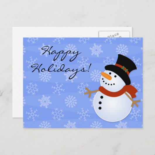 休日の冬の雪だるまのクリスマスの郵便はがき シーズンポストカード (正面/裏面)