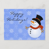休日の冬の雪だるまのクリスマスの郵便はがき シーズンポストカード (正面)