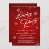 休日の利点の募金活動の赤く白い雪片 招待状 (正面/裏面)