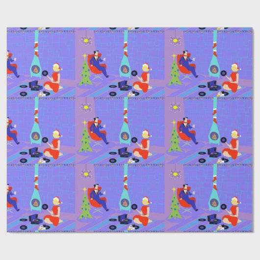 休日の包装紙のためのレトロの家 ラッピングペーパー (フラット)