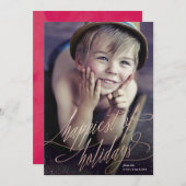 休日の原稿の写真カードの最も幸せなばら色の金ゴールド シーズンカード (正面/裏面)