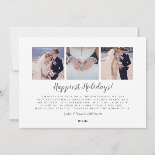 休日の喜びの結婚式の写真のコラージュは感謝していし、 シーズンカード (裏面)