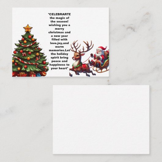 休日の喜び:楽しいクリスマスと幸せな新年 名刺 (正面/裏面)