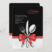 休日の夕食のパーティの招待状 招待状 (正面/裏面)