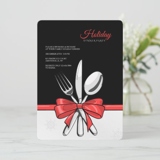 休日の夕食のパーティの招待状 招待状 (スタンド正面)