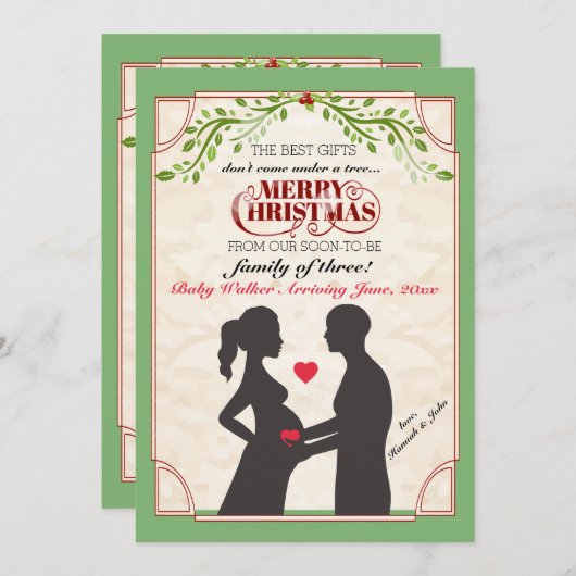 休日の妊娠の発表(禿げた人) シーズンカード (正面/裏面)