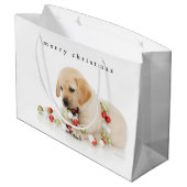 休日の子犬のPlaytime ラージペーパーバッグ (裏面アングル)