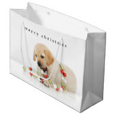 休日の子犬のPlaytime ラージペーパーバッグ (正面アングル)