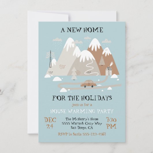 休日の家の温暖化パーティーの新しい家 招待状 (正面)