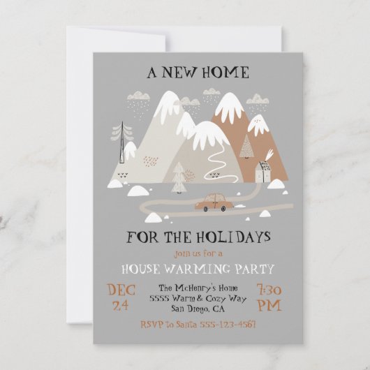 休日の家の温暖化パーティーの新しい家 招待状 (正面)