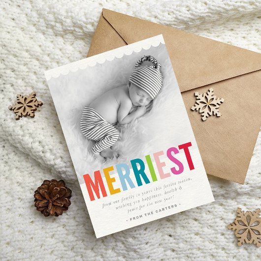 休日の家族の写真メリー明るいカラフル シーズンカード