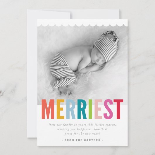 休日の家族の写真メリー明るいカラフル 案内状 (正面)