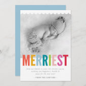 休日の家族の写真メリー明るいカラフル 案内状 (正面/裏面)