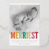 休日の家族の写真メリー明るいカラフル 箔シーズンカード (正面)