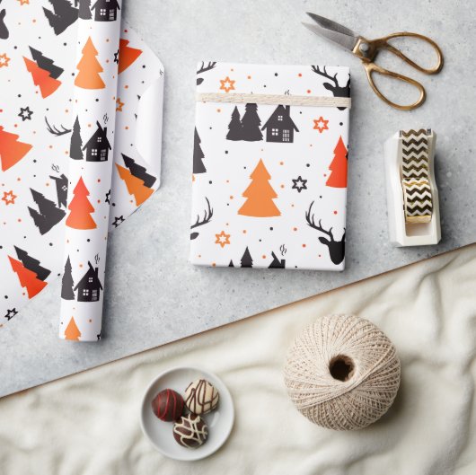 休日の家 |クリスマス ラッピングペーパー (クラフト)