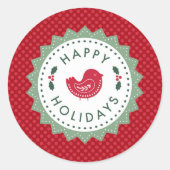 休日の封筒用シールまたはギフトラップシール ラウンドシール (正面)