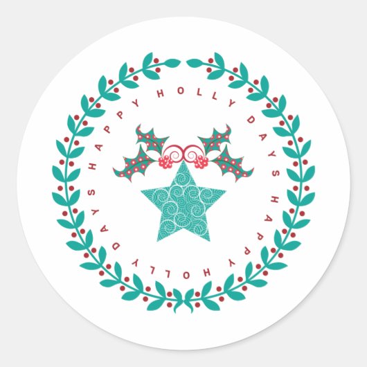 休日の封筒用シールまたはギフトラップシール ラウンドシール (正面)