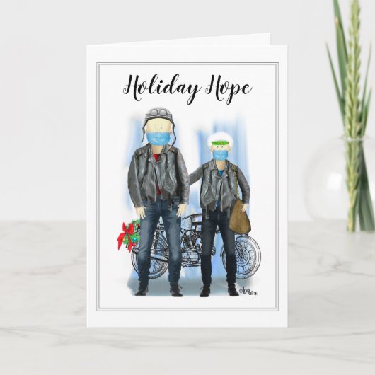 休日の希望 – より良い事来のバイクもしくは自転車に乗る人カップル カード (正面)