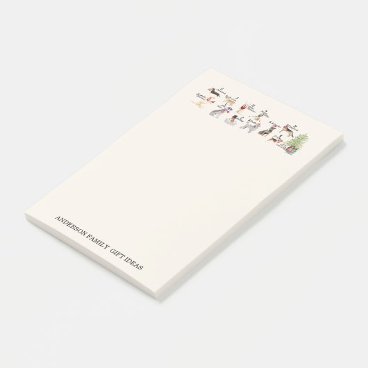 休日の帽子のスカーフのノートのクリスマスの12匹の犬 ポストイット (アングル)