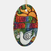 休日の平和鳩の日曜日の幸せなデザイン セラミックオーナメント (右)