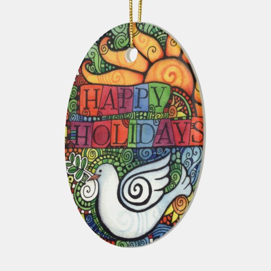 休日の平和鳩の日曜日の幸せなデザイン セラミックオーナメント (左)