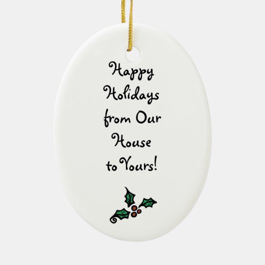 休日の平和鳩の日曜日の幸せなデザイン セラミックオーナメント (裏面)