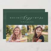 休日の幸せエレガントグリーンツーフォトカード シーズンカード (正面/裏面)