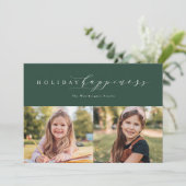 休日の幸せエレガントグリーンツーフォトカード シーズンカード (スタンド正面)