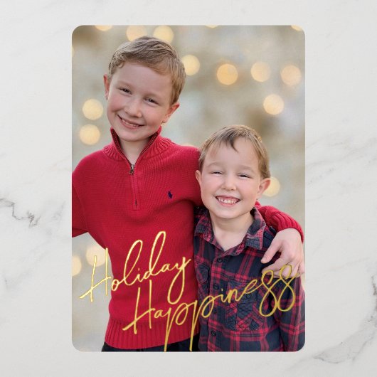 休日の幸せフルフォトクリスマス 箔シーズンカード (正面)