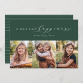 休日の幸せ緑3枚の写真カード シーズンカード (正面/裏面)