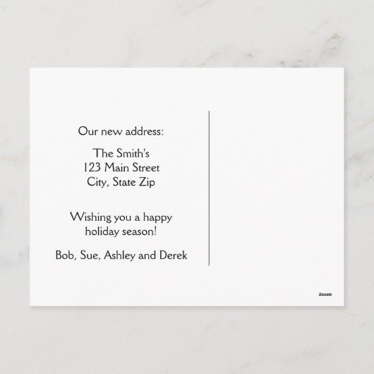 休日の引越しのお知らせはがき シーズンポストカード (裏面)