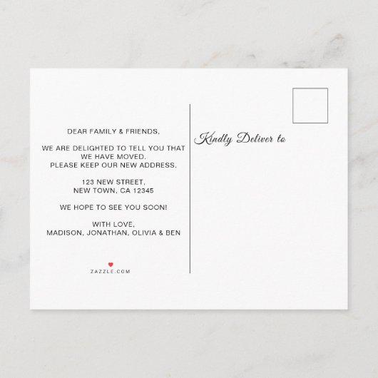 休日の引越しの新しい家 案内ポストカード (裏面)