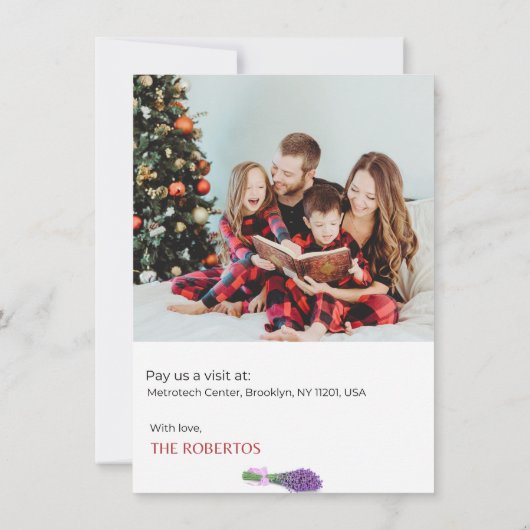 休日の引越し告知 |休暇のための新しいホーム 招待状 (裏面)