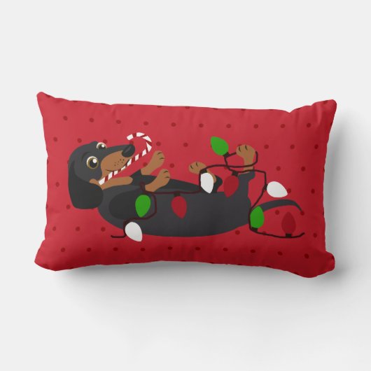 休日の応援のかわいいダックスフントを自由にして下さい ランバークッション (裏面)