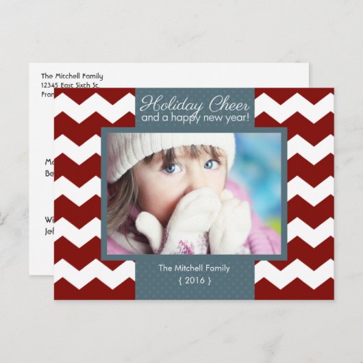 休日の応援のシェブロンの写真の休日 シーズンポストカード (正面/裏面)