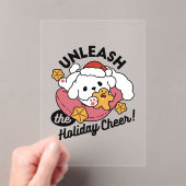 休日の応援を解放する – かわいい犬のクリスマス アクリル招待状 (インサイチュ (ポータブル))