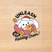 休日の応援を解放する – かわいい犬のクリスマス アクリル招待状 (正面)