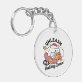 休日の応援を解放する – かわいい犬のクリスマス キーホルダー (正面左)