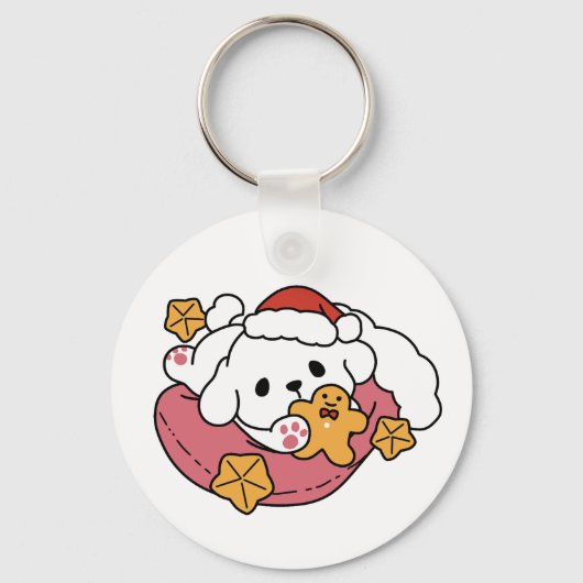 休日の応援を解放する – かわいい犬のクリスマス キーホルダー (正面)