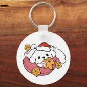 休日の応援を解放する – かわいい犬のクリスマス キーホルダー (裏面)