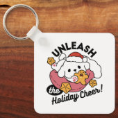 休日の応援を解放する – かわいい犬のクリスマス キーホルダー (正面)