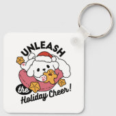 休日の応援を解放する – かわいい犬のクリスマス キーホルダー (裏面)