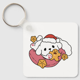 休日の応援を解放する – かわいい犬のクリスマス キーホルダー