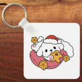 休日の応援を解放する – かわいい犬のクリスマス キーホルダー (正面)