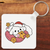 休日の応援を解放する – かわいい犬のクリスマス キーホルダー (裏面)