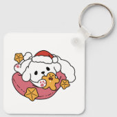 休日の応援を解放する – かわいい犬のクリスマス キーホルダー (裏面)
